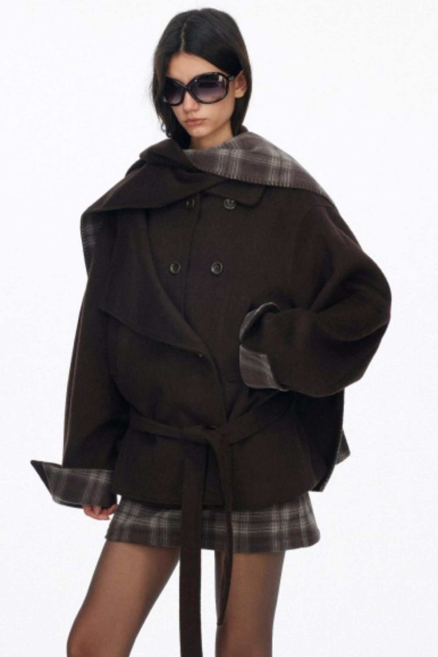 Lapel Asymmetrical Wool Coat Set-Up