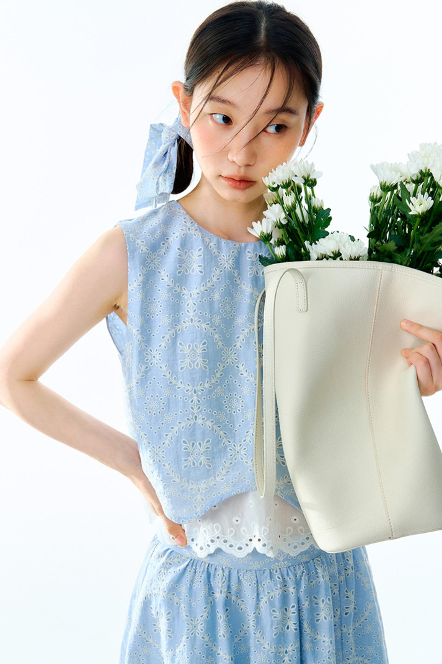 Linen Blend Top & Skirt Set-Up