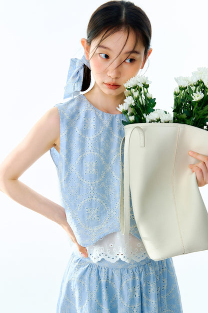 Linen Blend Top & Skirt Set-Up