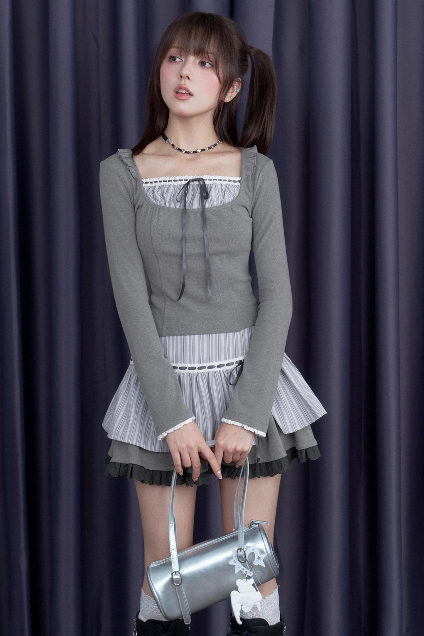 Blue Stripe Cute Skirt