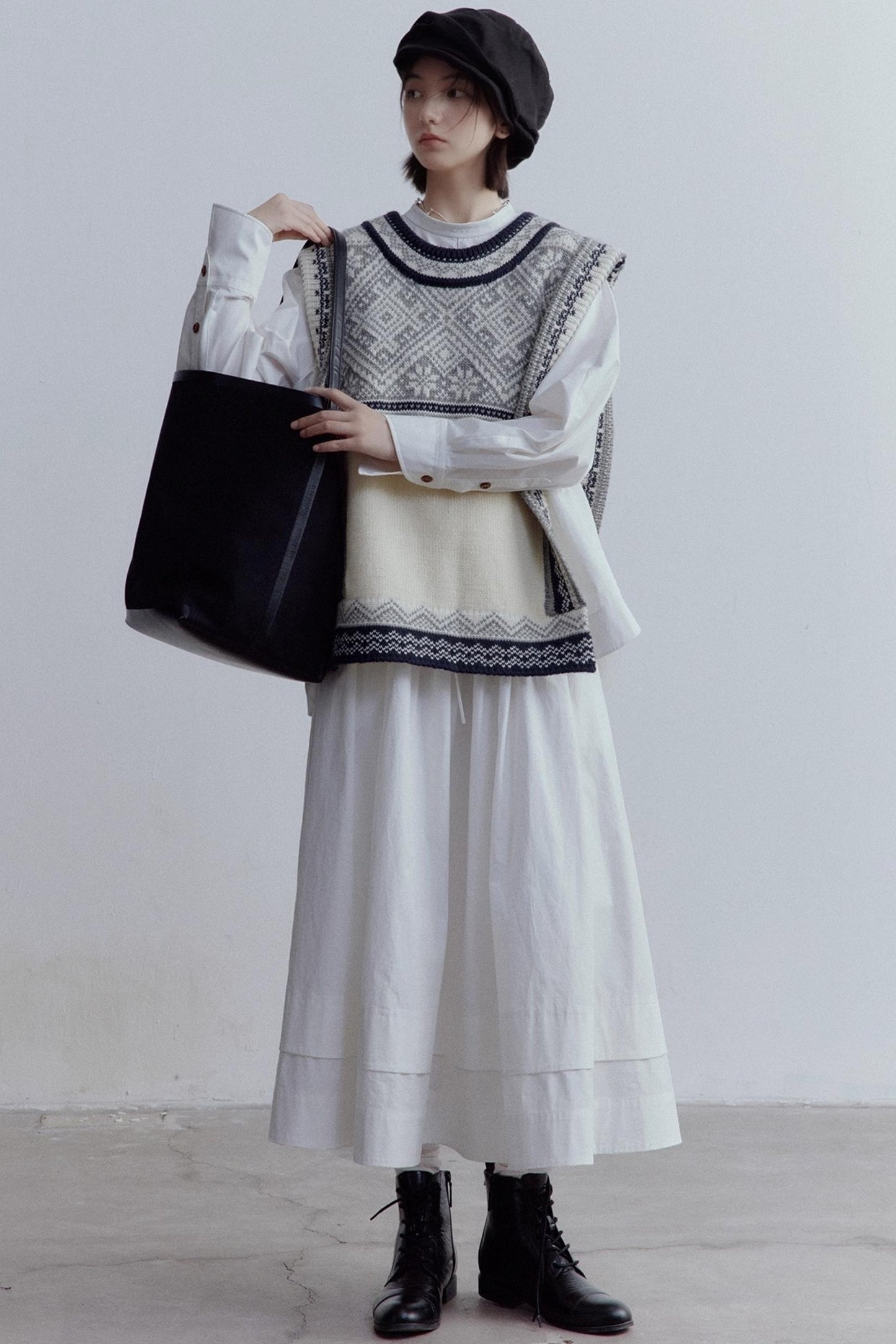 Pure Cotton Layered Shirring Skirt