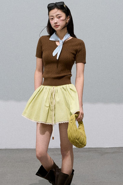 Cotton Texture A-Line Skirt