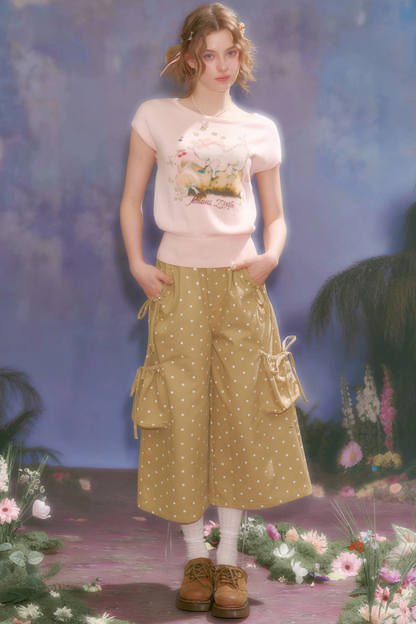 Pink Knitted Short-Sleeve T-Shirt