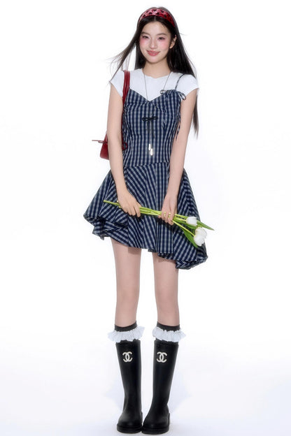 Sweet Plaid Halter Dress