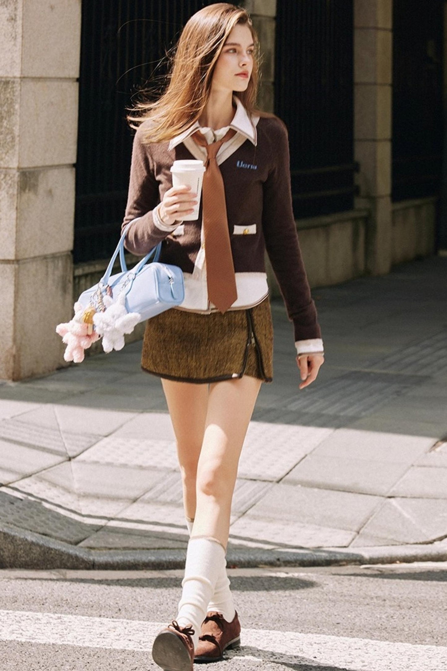 Coffee-Colored Wool Cardigan