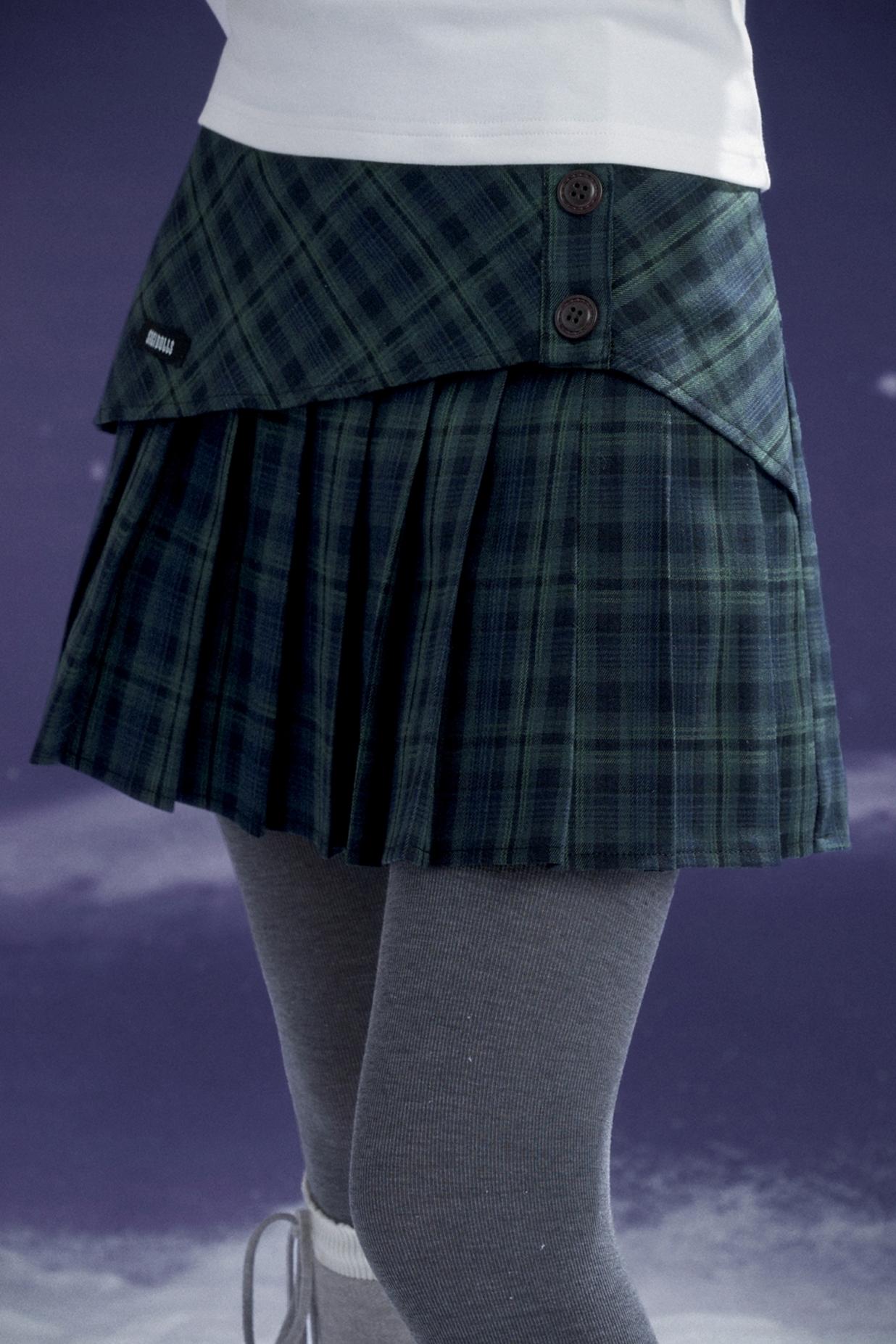 Versatile Dark Green Pleated Skirt