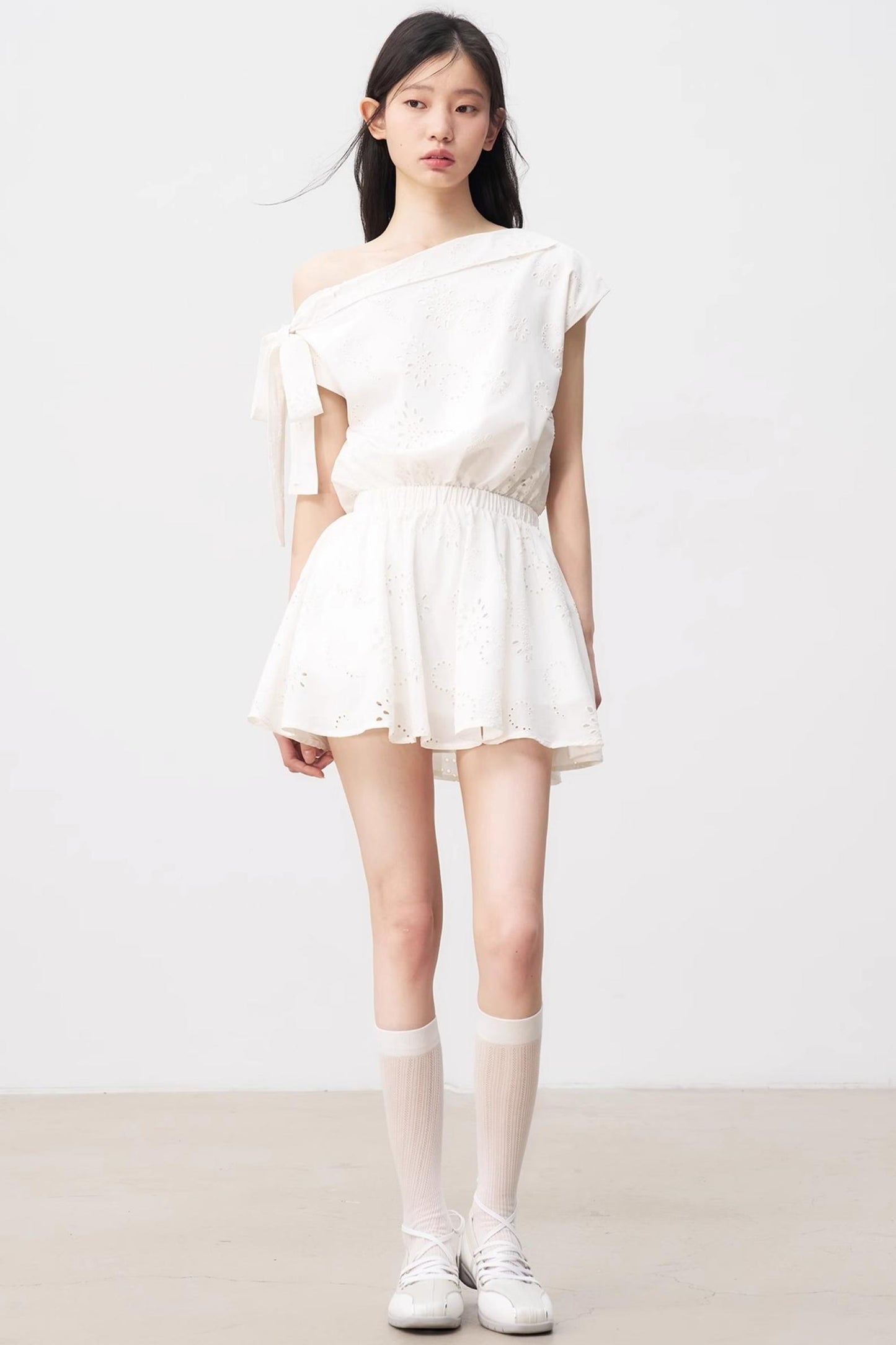 Floral Asymmetrical Shoulder Dress