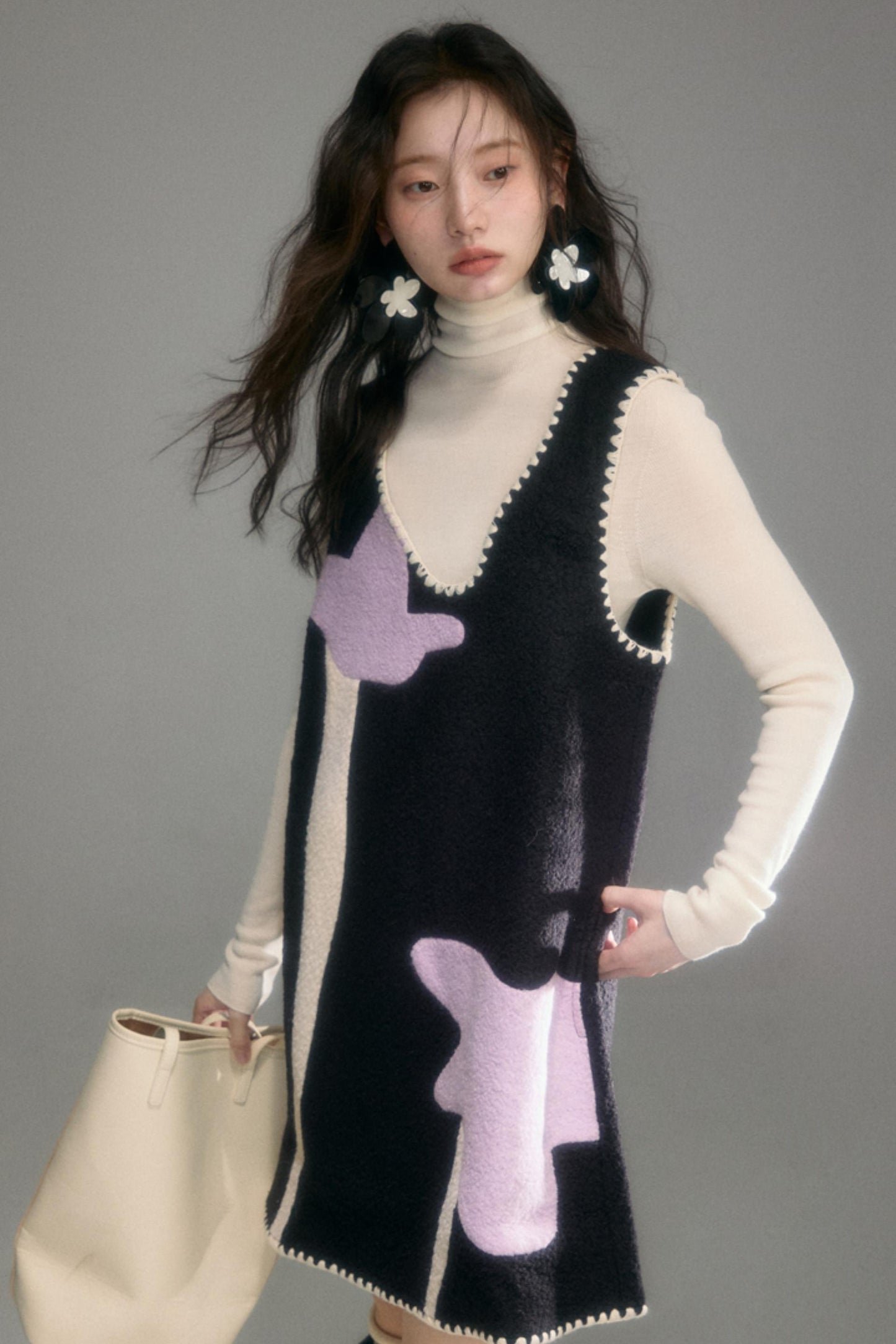 Sweet Iris Circle Wool Vest Dress