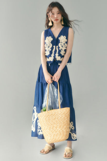 Wind Vines Flower Shell Pendant Vest Set-Up