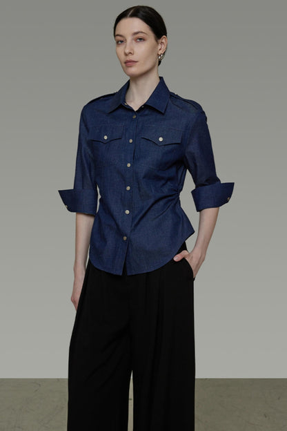 Dark Blue Slim-Fit Shirt