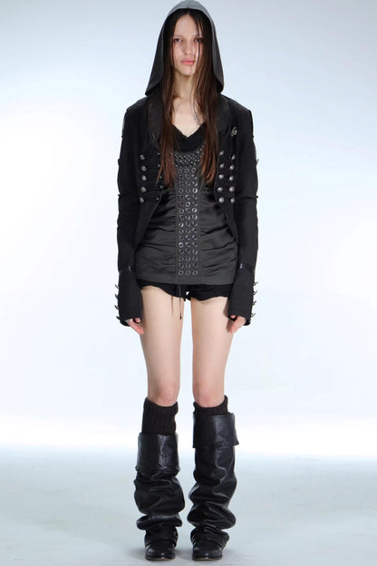 Patchwork Leather Napoleon Jacket