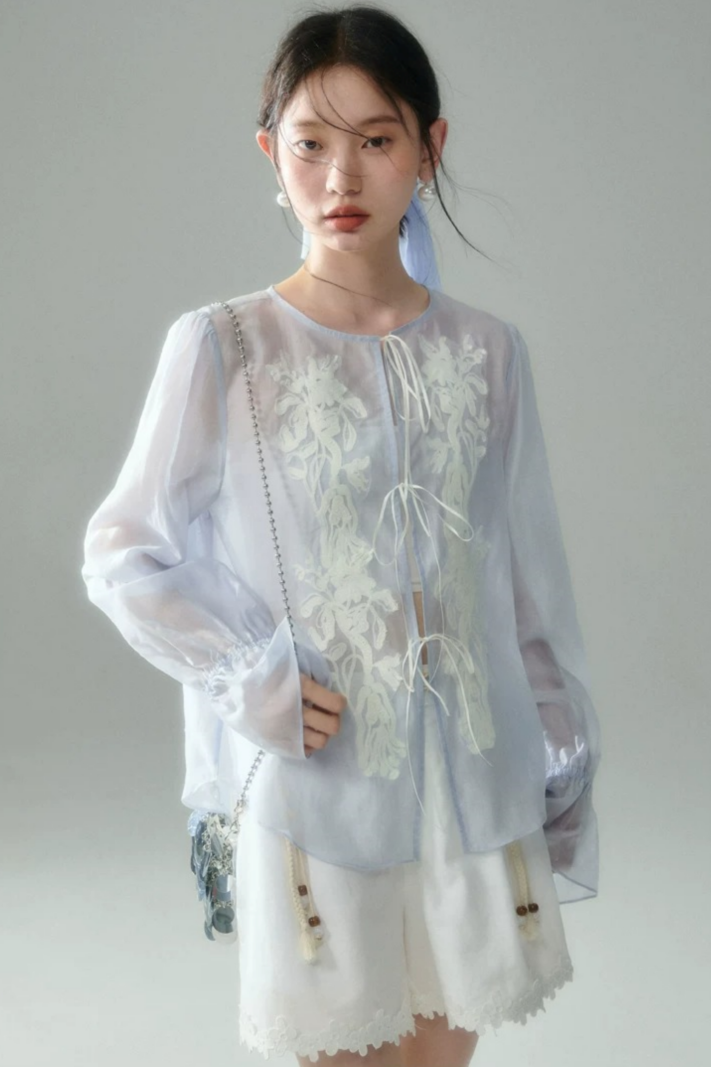 Embroidered Tencel Linen Blouse