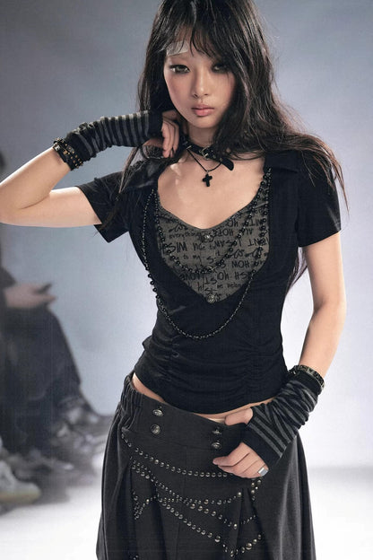 Punk Echo Faux Two-Piece Top