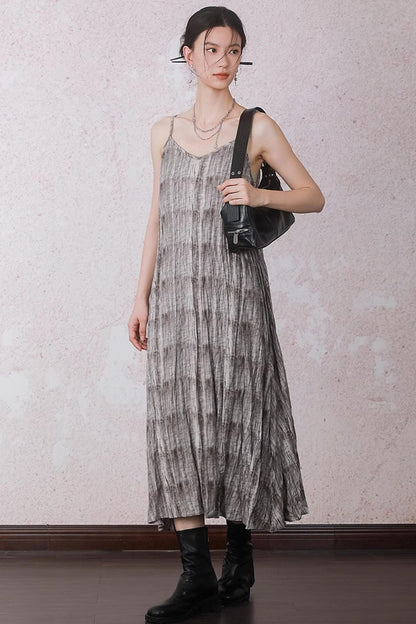 Velvet Tie-Dye Print A-Line Sundress