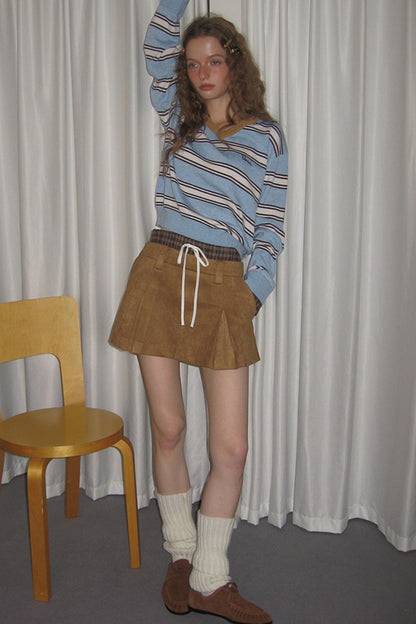 Retro Knit Plaid Top