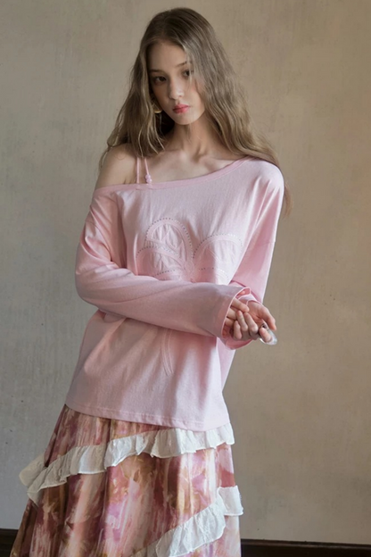 Sequin Embroidery Off-Shoulder Set-Up
