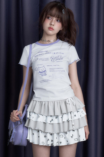 Chic Gray & White Skirt