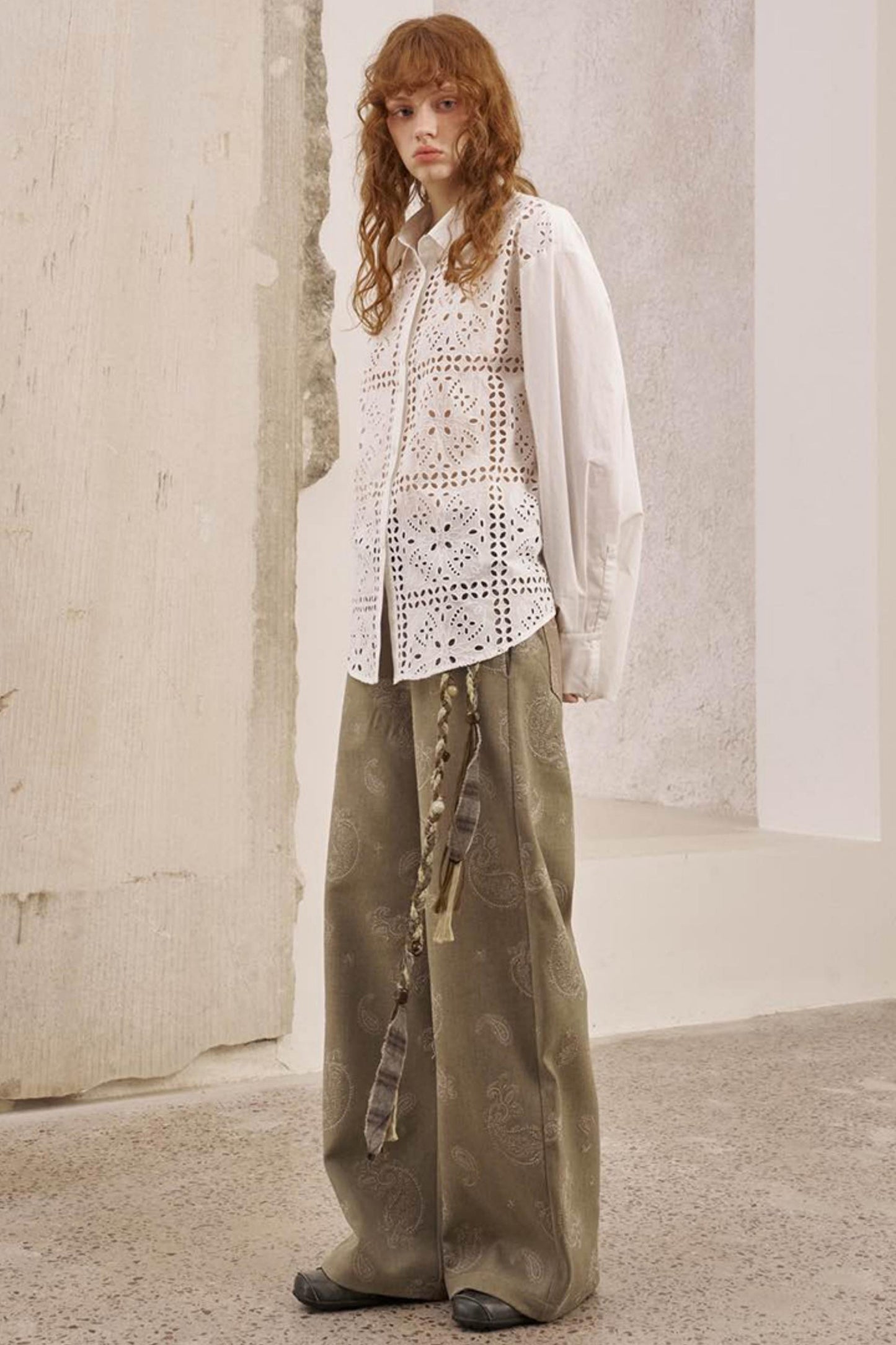 Front Lace Thin Cut-Out Shirt