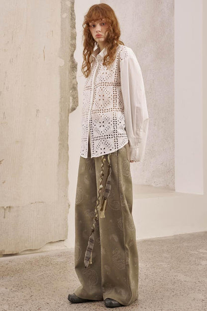 Front Lace Thin Cut-Out Shirt