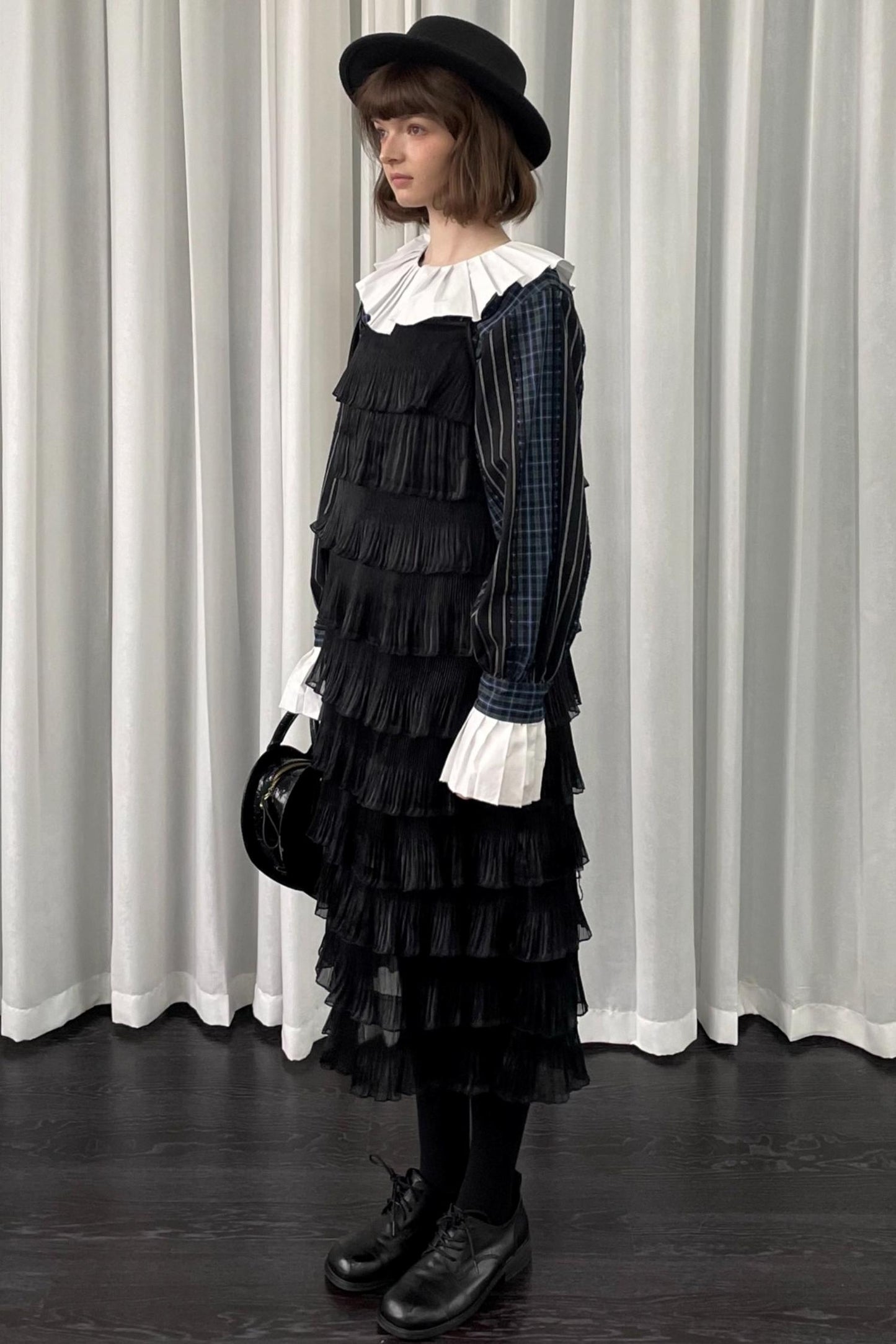 Black Pleated Slip Dress