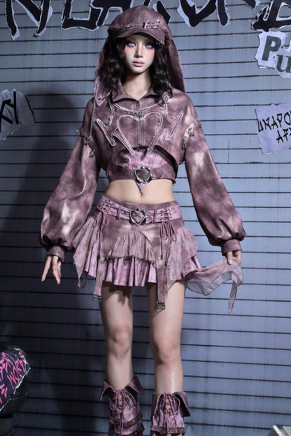 Butterfly Rivet Punk Denim Jacket