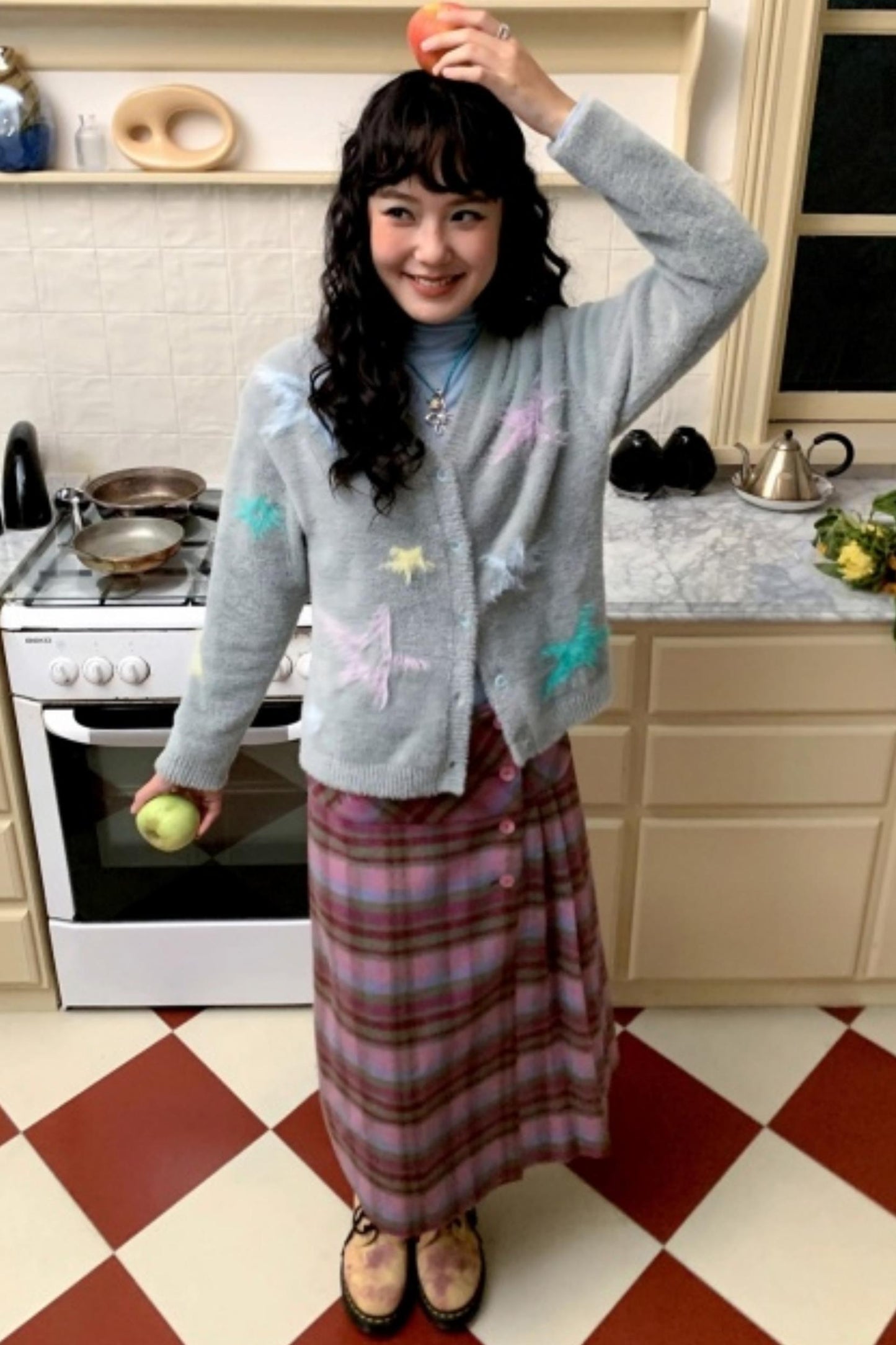 Fragmented Stars Faux Mink Cardigan