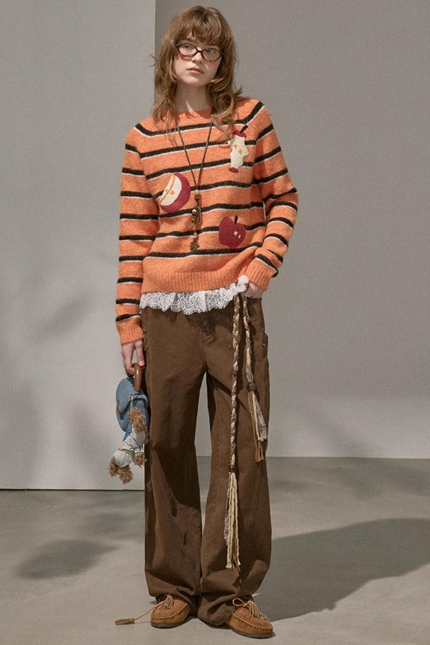 Apple Striped Crew Neck Sweater