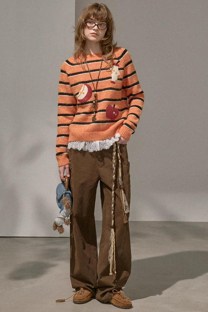 Apple Striped Crew Neck Sweater