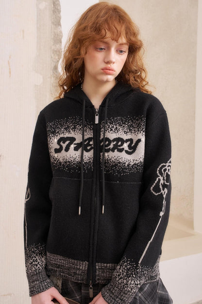 Knit Hooded Cardigan