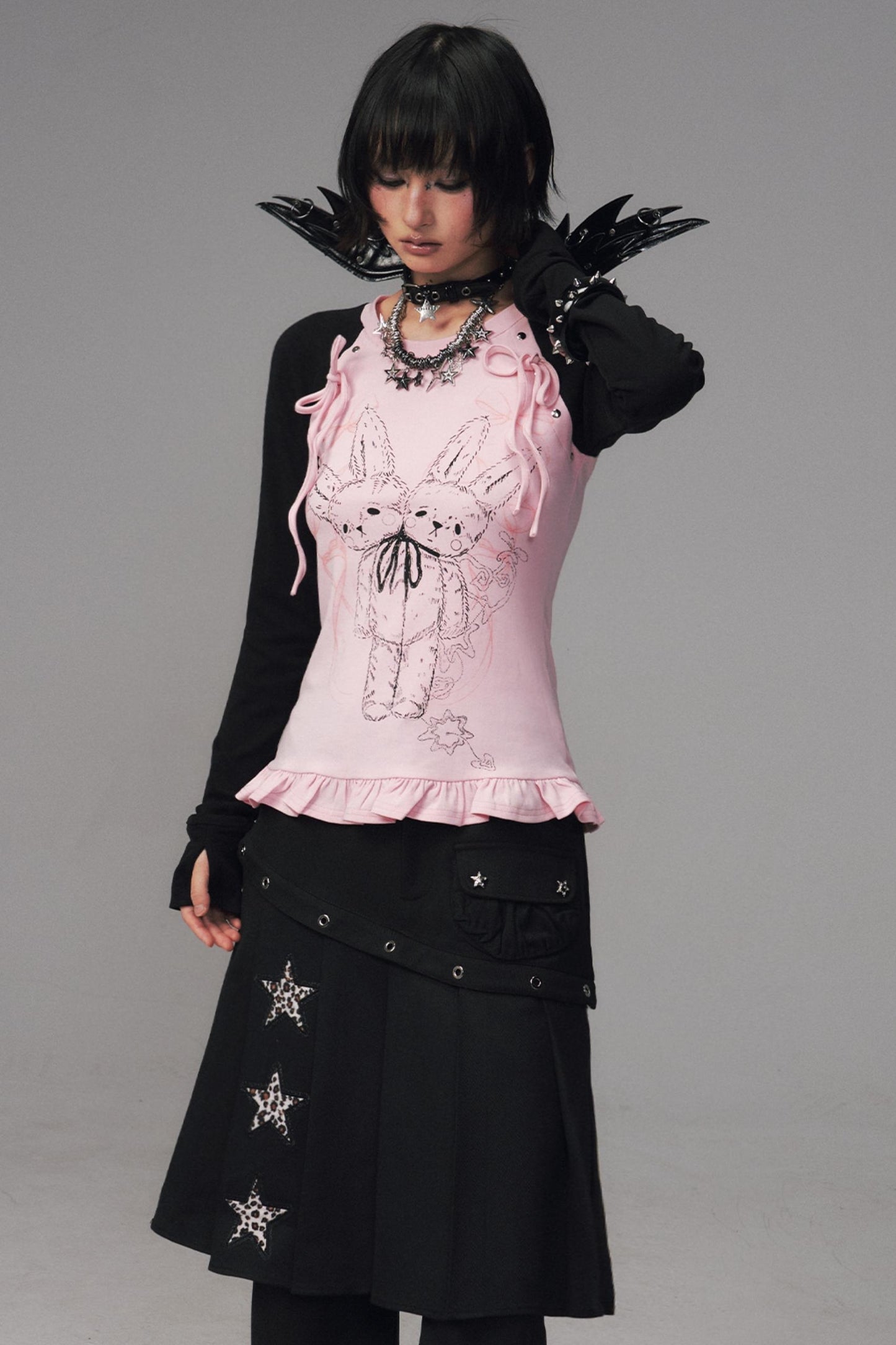 Asian Lace Stretch Long Sleeve T-Shirt