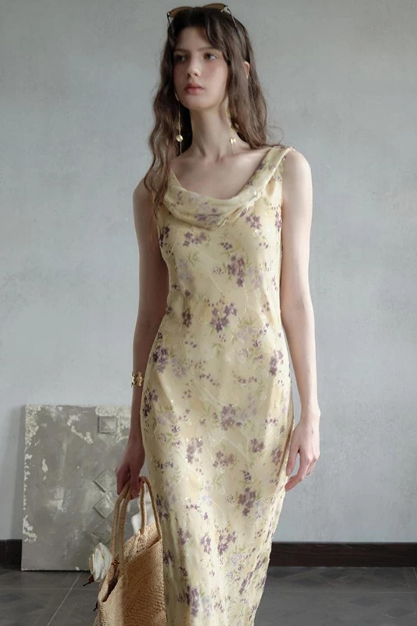 Burnt Floral Jacquard Dress