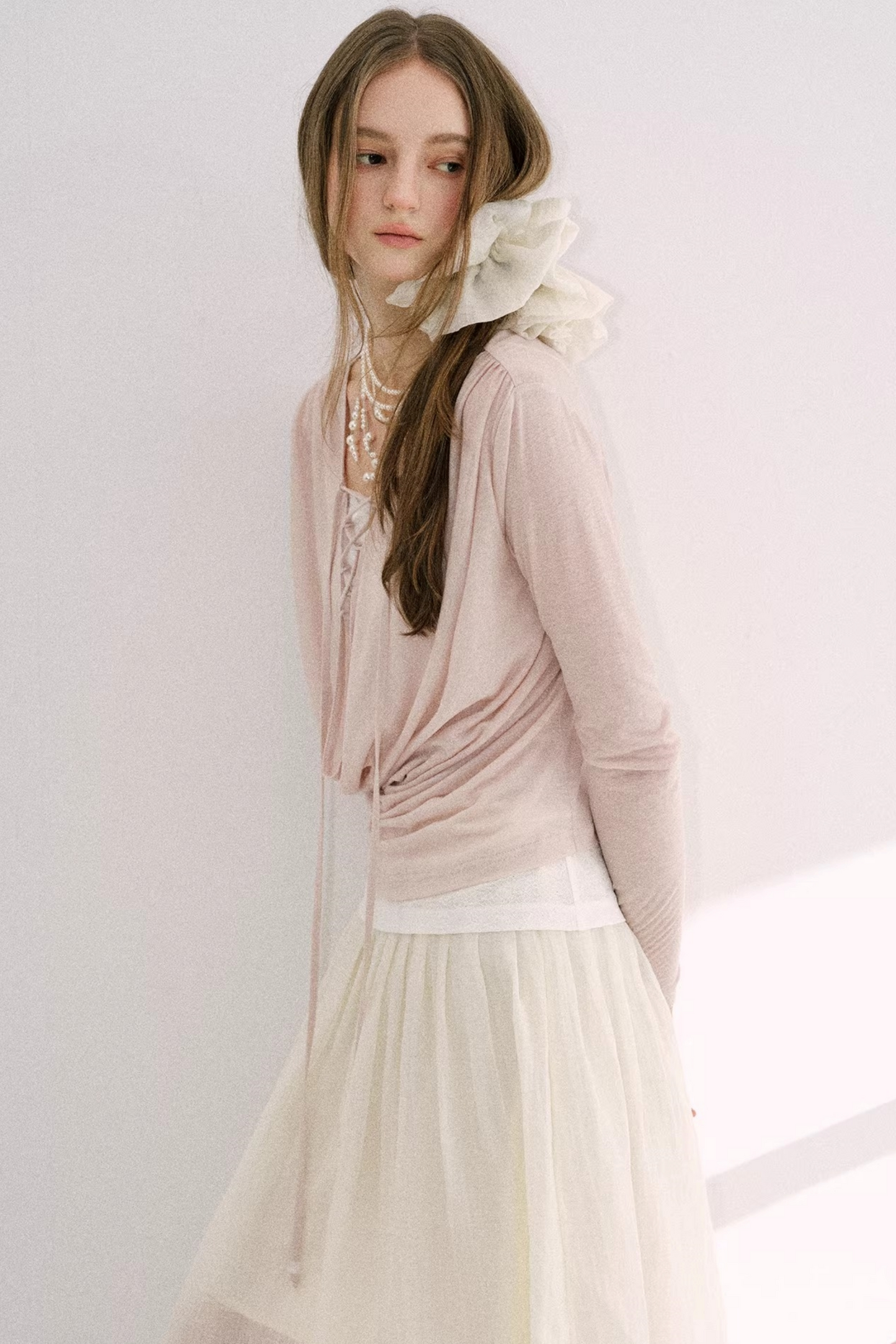 Nude Pink Lyocell Blouse Set-Up