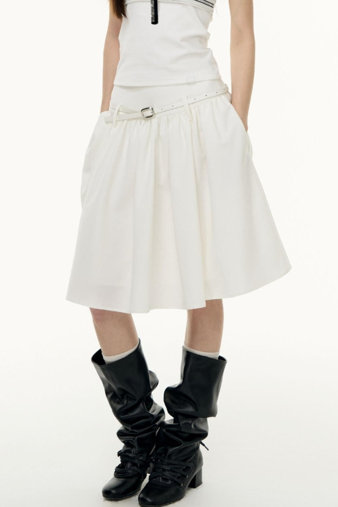 Virtual Striped Short Skirt Set-Up