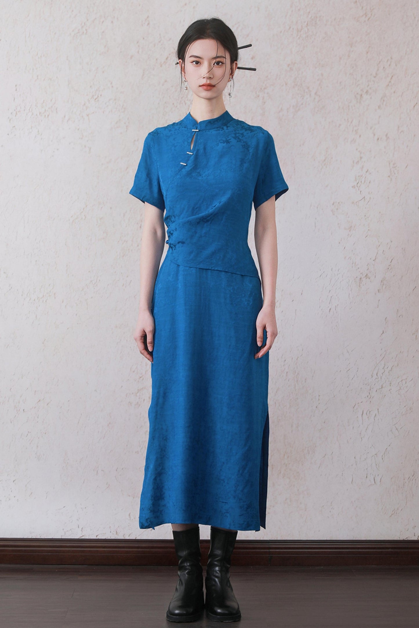 Blue Drawstring Dress