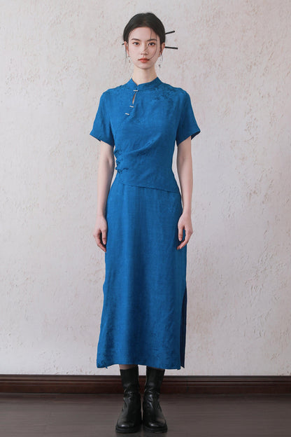 Blue Drawstring Dress