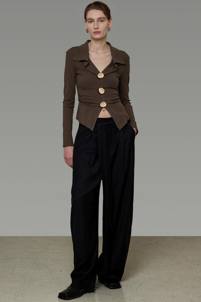 Waist Slimming V-Neck Knitted Sweater