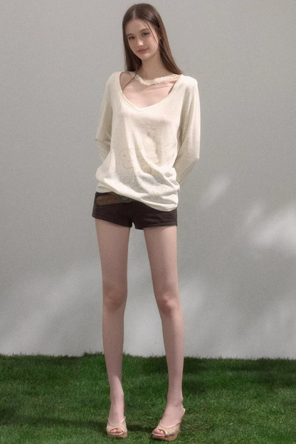 V-Neck Printed Blouse