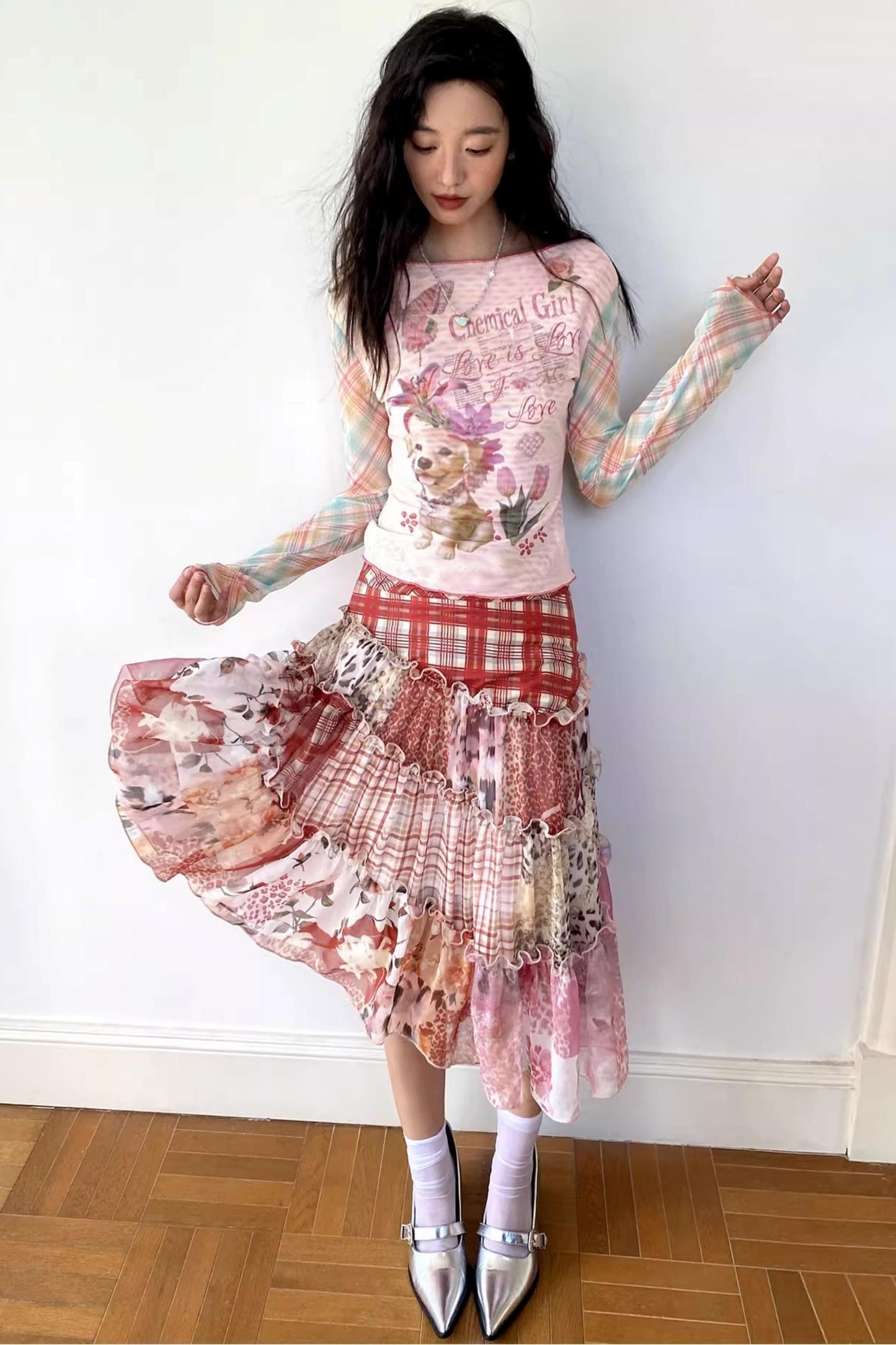 Puppy Pictorial Mesh Top