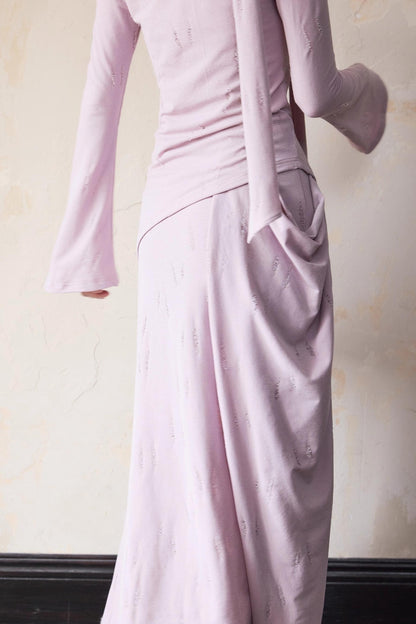 Autumn Purple Knitted Top Skirt Set-Up