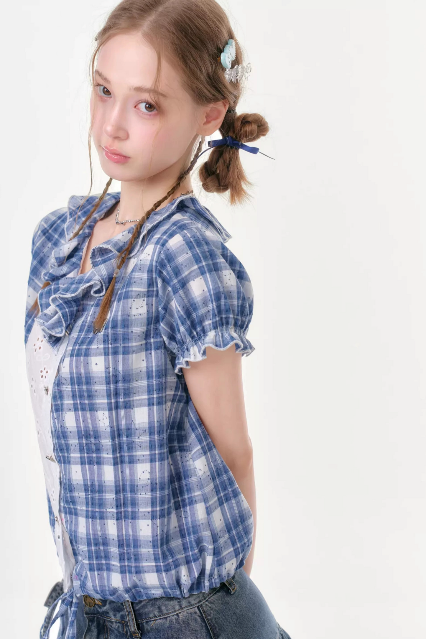 Plaid Patchwork Summer Blouse