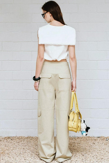American Retro Beige Cargo Pants
