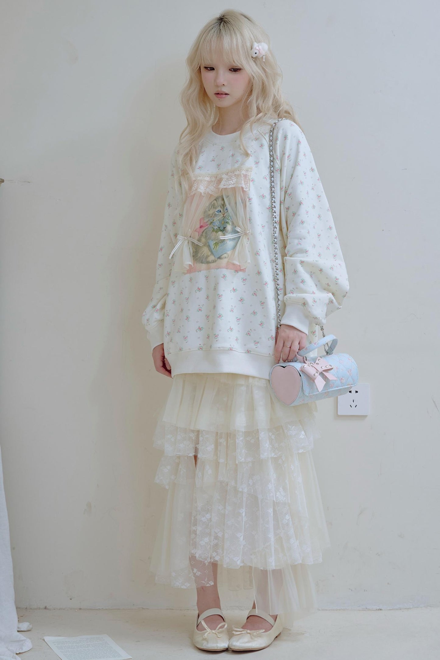 Vintage Kitten Print Top