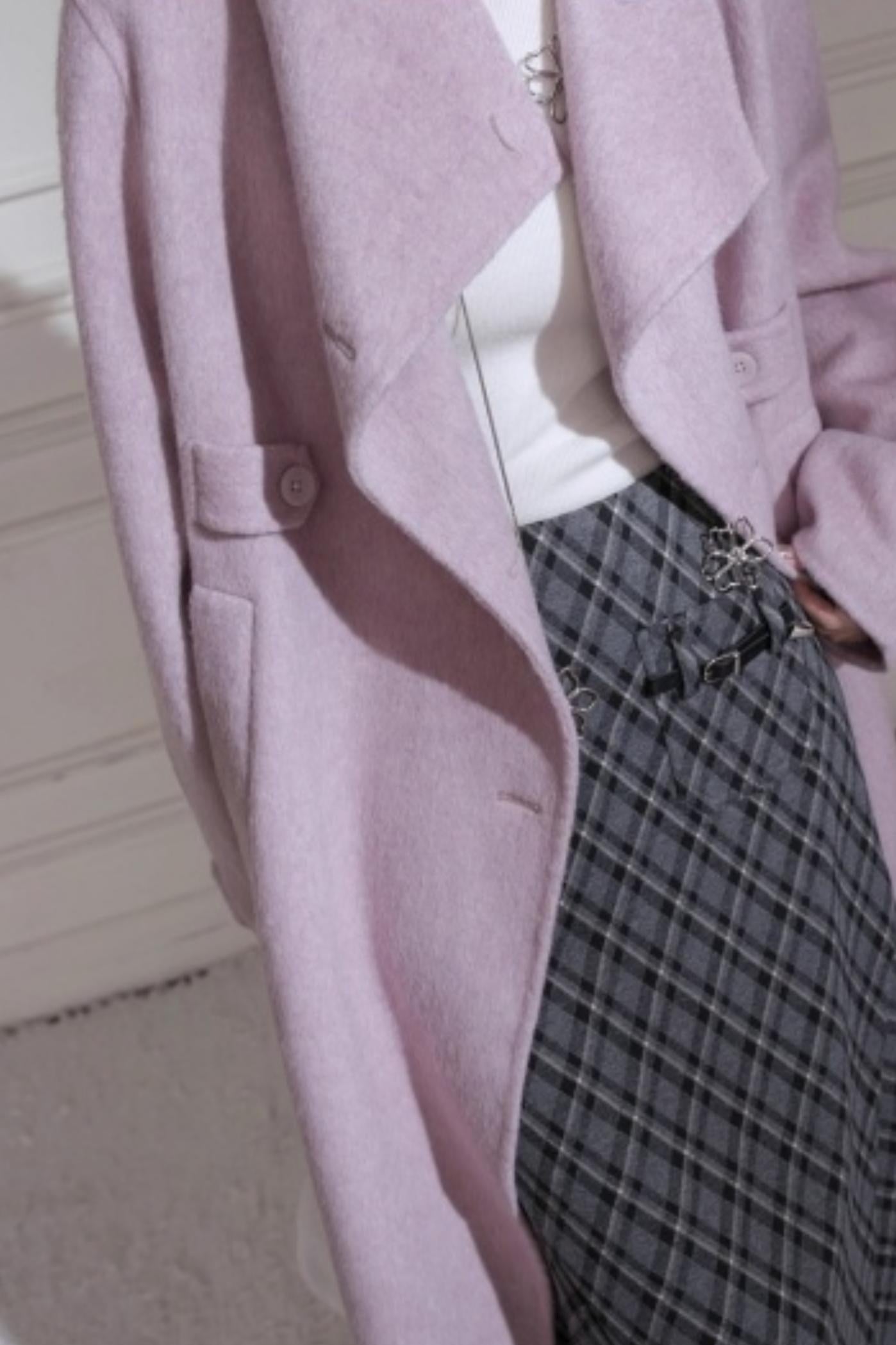 Gray Plaid Leather Midi Skirt