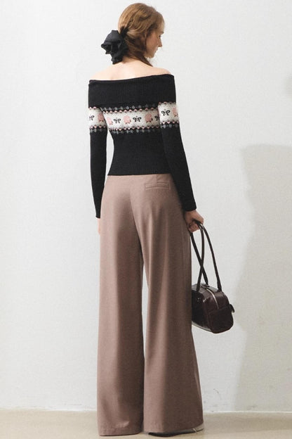 Mintfarbener Rosen-Jacquard-Pullover