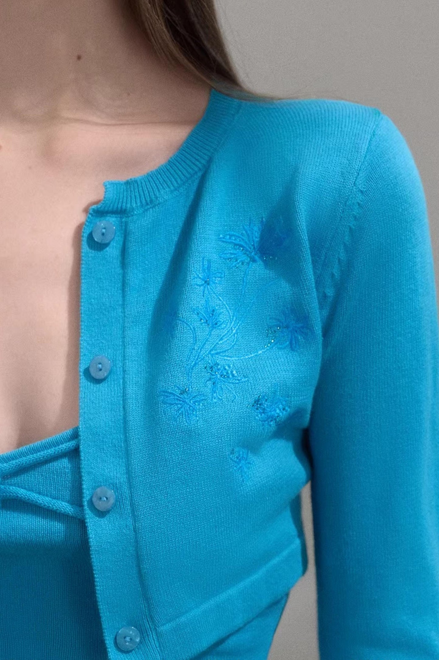 Sweet Embroidered Knitwear Set