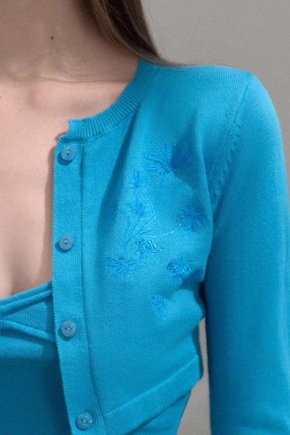 Sweet Embroidered Knitwear Set