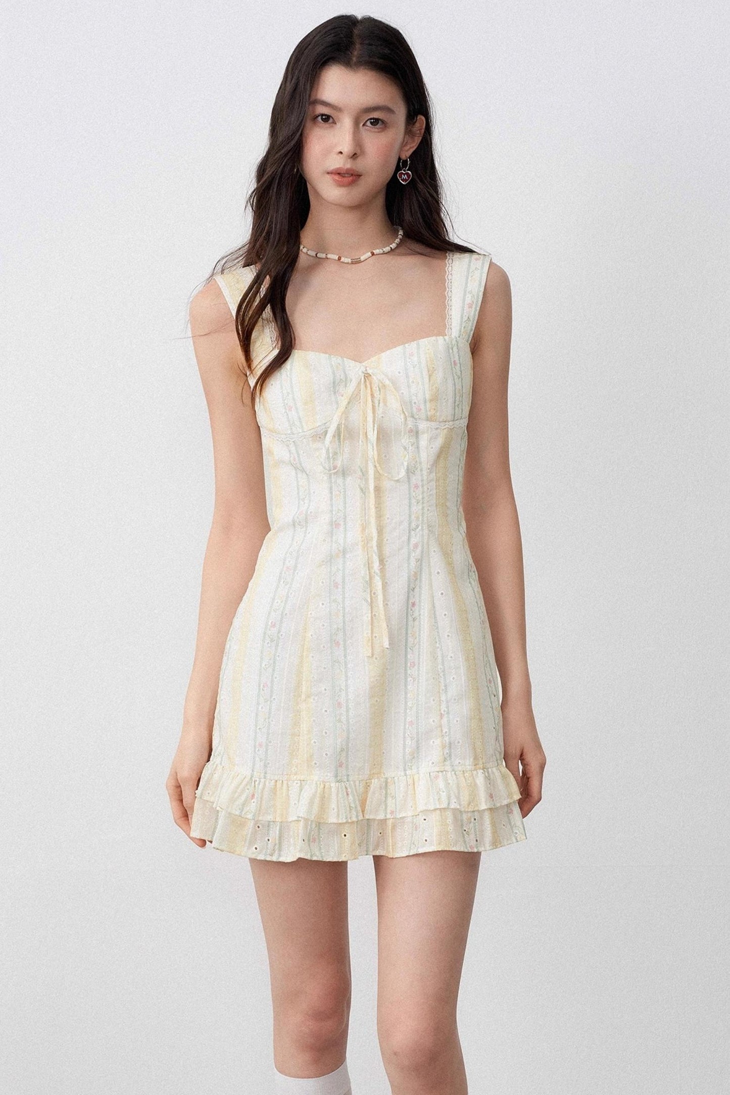 Romantic Jacquard Suspender Waist Dress