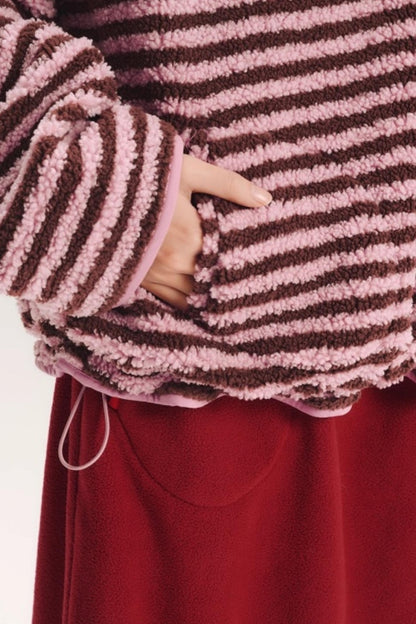 Embroidered Fleece Stiped Sweatshirt