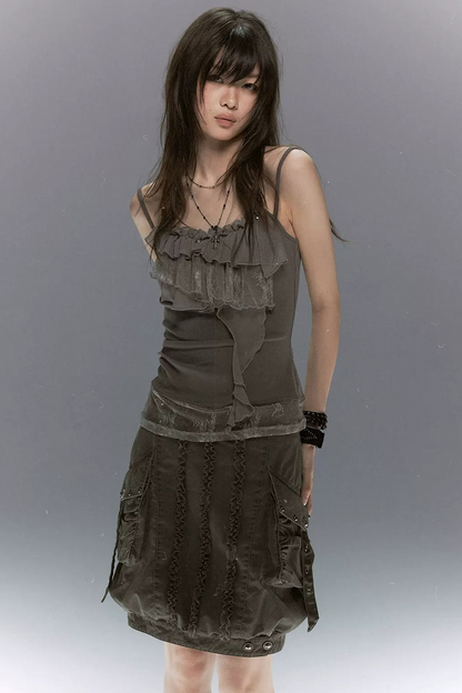 Tie-Dye Beaded Lace Camisole Top