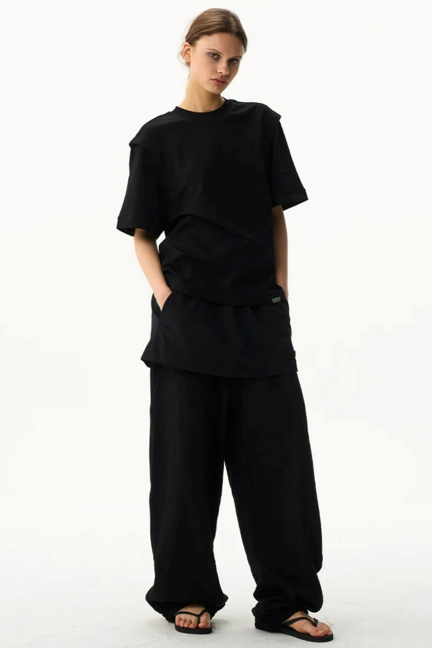 Fake Two-Layer Drawstring Pants